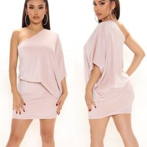 Who's Your Fave Mini Dress in Metallic Pink